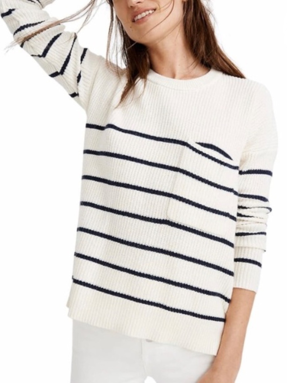 Navy Striped Madewell Conway Pullover Sweater